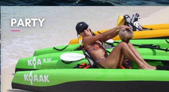 Party - friends relaxing on KYYAAK kayaks