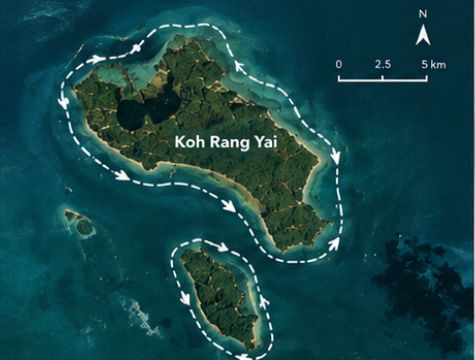 Route map around Koh Rang Yai